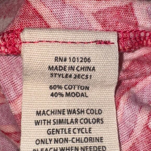 Soft Surroundings Twilight Luau Printed Tunic Top Womens Size XL Pink Red Leaves - Picture 6 of 6